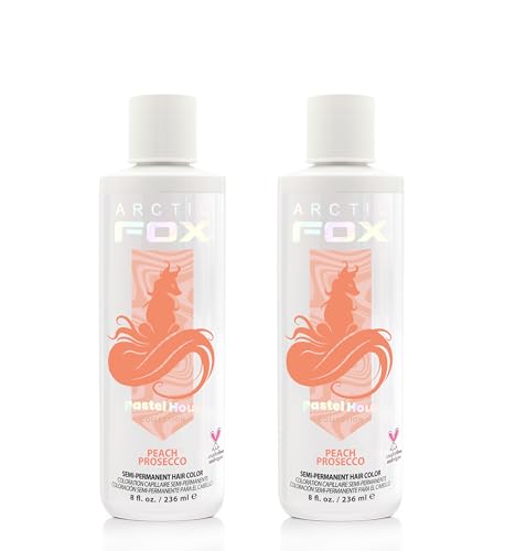 Arctic Fox Semi-Permanent Hair Dye, Vegan & Cruelty-Free, Pastel Peach Prosecco, Ammonia-Free, Conditioning Color for Platinum Hair, 8 Fl Oz (Pack of 2)