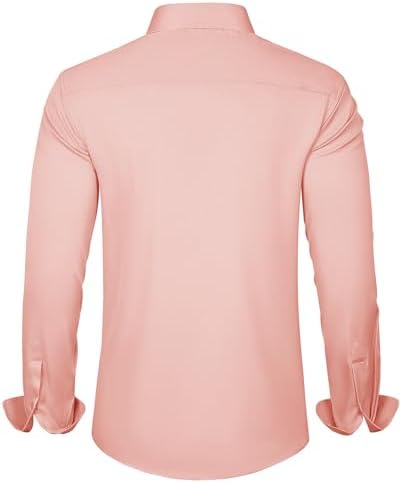 J.VER Men's Dress Shirts Solid Long Sleeve Stretch Wrinkle-Free Formal Shirt Business Casual Button Down Shirts