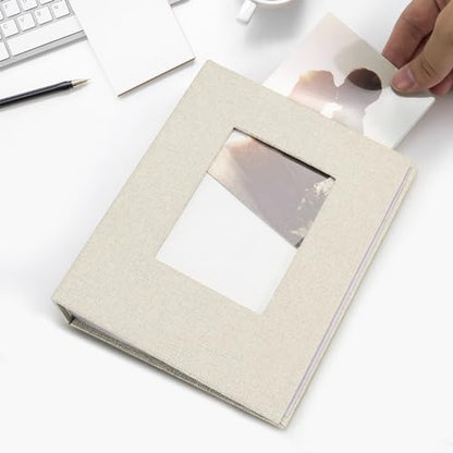 Vienrose Small Photo Album 4x6 holds 100 Photos 2 Pack, Mini Baby Photo Album Linen Cover for Gifts Wedding Family, Beige