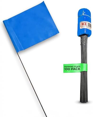 Blue Marking Flags 100 Pack - 4x5x15 Inch Blue Yard Flags - Markers For Lawn, Irrigation, Landscaping, Survey & Sprinkler Head Marking