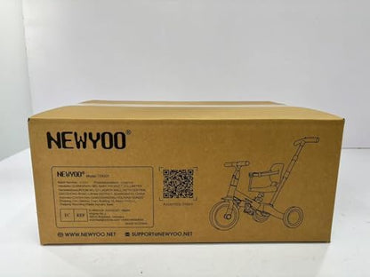 newyoo Toddler Tricycle with Push Handle for 1-3 Year Old, Toddler Bike, Birthday Gift and Toy for Boys and Girls, 5 in 1 Kids Trike, Balance Bike with Backrest and Safety Belt, Khaki, TR007