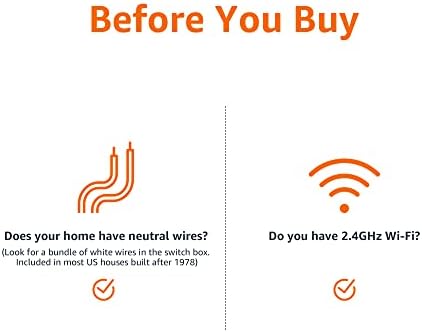 Amazon Basics Smart Dimmer Switch, Single Pole, Works with Alexa Only, 2.4 GHz Wi-Fi, No Hub Required, White