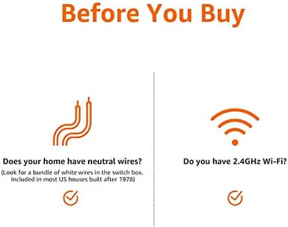 Amazon Basics Smart Dimmer Switch, Single Pole, Works with Alexa Only, 2.4 GHz Wi-Fi, No Hub Required, White