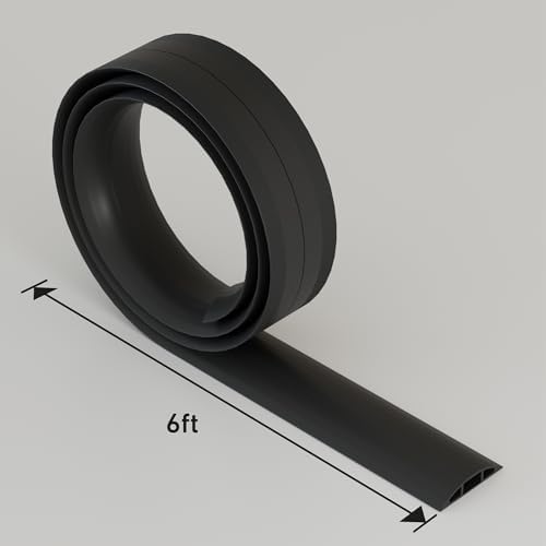 D-Line 6ft Floor Cord Cover, Cable Protector, Hide Extension Cords, Protect Cords, Prevent Cable Trips, Heavy Duty Cord Hider - Cable Cavity = 0.63" (W) x 0.31" (H) - Black