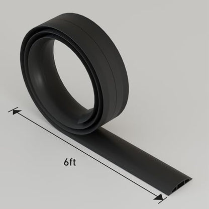 D-Line 6ft Floor Cord Cover, Cable Protector, Hide Extension Cords, Protect Cords, Prevent Cable Trips, Heavy Duty Cord Hider - Cable Cavity = 0.63" (W) x 0.31" (H) - Black