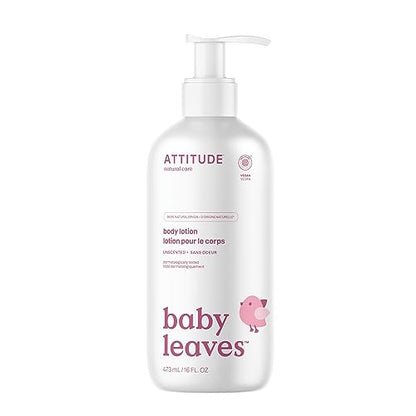 ATTITUDE Baby Lotion, EWG Verified Moisturizer, Dermatologically Tested Moisturizing Cream, Vegan and Cruelty-Free, Unscented, 16 Fl Oz
