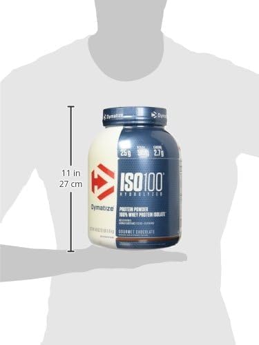 Dymatize ISO100 Hydrolyzed Protein Powder, 100% Whey Isolate Protein, 25g of Protein, 5.5g BCAAs, Gluten Free, Fast Absorbing, Easy Digesting, Gourmet Chocolate, 3 Pound (42 Servings)