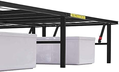 Amazon Basics Bed Frame with Storage, Foldable Metal Platform, Sturdy Steel, No Box Spring Needed, 14 inches High, Tool-Free Setup, Full Size, Black