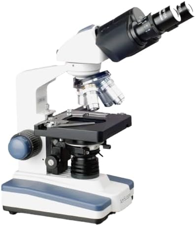 AmScope B120 Series Student & Professional LED Binocular Compound Microscope - 40X-2500X Magnification - Includes 3MP USB Camera & Siedentopf Head