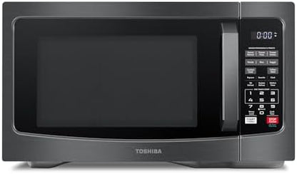 TOSHIBA EM131A5C-BS Countertop Microwave Ovens 1.2 Cu Ft, 12.4" Removable Turntable Smart Humidity Sensor 12 Auto Menus Mute Function ECO Mode Easy Clean Interior Black Color 1000W