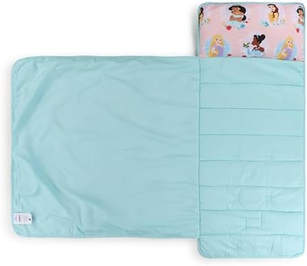 Jay Franco Toddler Nap Mat with Built-in Pillow and Blanket - Soft 46 x 20-inch Microfiber Kids Sleeping Bag for School or Sleepover, Pink - Disney Princess