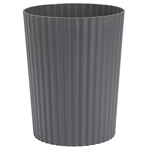 JiatuA Small Trash Can Plastic Wastebasket Round Garbage Container Bin for Bathroom, Kitchen, Bedroom, Home Office, College Dorm, Dark Grey