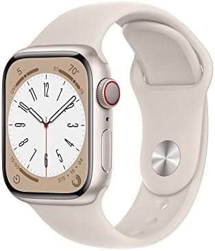 Apple Watch Series 8 [GPS + Cellular, 41mm] Starlight Aluminum Case with Starlight Sport Band, M/L (Renewed)