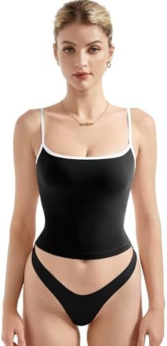 SUUKSESS Women Sexy Square Neck Tank Top Summer Y2K Going Out Basic Cami Shirt