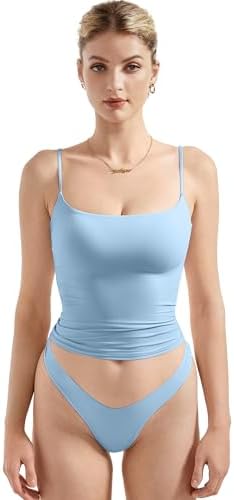 SUUKSESS Women Sexy Square Neck Tank Top Summer Y2K Going Out Basic Cami Shirt