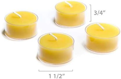 Bluecorn 100% Pure Beeswax Tealight Candles | Natural Beeswax, Yellow Tea Light | Long Burn (4-5 Hours) | Soy, Paraffin, & Fragrance Free, Bulk 48-Pack