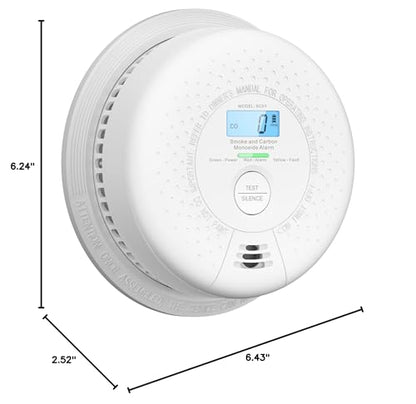 X-Sense Smoke Detector Carbon Monoxide Detector Combo, 10-Year Battery Smoke Detector with Display, Standalone Model SC01, Single Pack