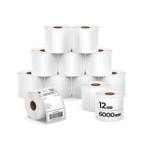 MUNBYN 4x6 Inch Direct Thermal Shipping Labels, 6000 Pcs/12 Rolls(500 Pcs per Roll), Shipping Label Paper for Thermal Printers