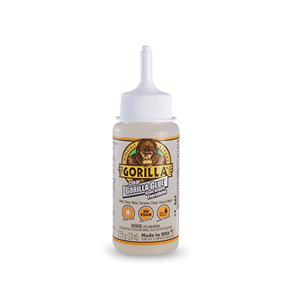 Gorilla Clear Glue, 3.75 Ounce Bottle (Pack of 2) - Crystal Clear, All Purpose, and Water Resistant