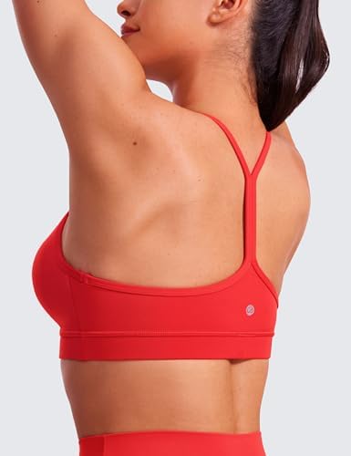 CRZ YOGA Butterluxe Womens Y Back Sports Bra - Padded Racerback Low Impact Spaghetti Thin Strap Workout Yoga Top