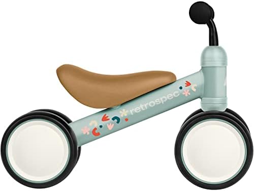 Retrospec Cricket Baby Walker Balance Bike with 4 Wheels for Ages 12-24 Months - Baby Toys & Toddler Toys for 1 Year Olds - Ride On Bicycle - Boys & Girls