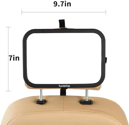 Funbliss Rear Facing Car Seat Mirrors - Shake-proof & Shatterproof Baby Car Mirror for Backseat - Clear Wide View, Easy Install, 2 Pack for Multiple Kids