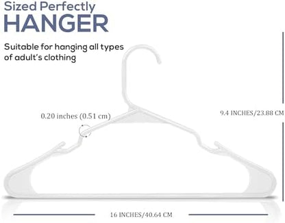 Utopia Home - Plastic Hangers 50 Pack - Space Saving Clothes Hanger - Durable and Strong Closet Organizers and Storage Makes It Ideal Apartment or Dorm Room Essentials for Girls or Guys (White)