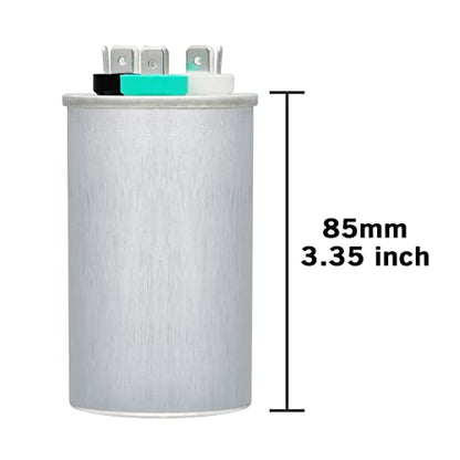 50/7.5 uF 50+7.5 MFD 370V or 440V Dual Run Start Round A/C Capacitor CBB65 CBB65B Air Conditioner Capacitors for AC Unit Fan Motor Start or Heat Pump or Condenser Straight Cool