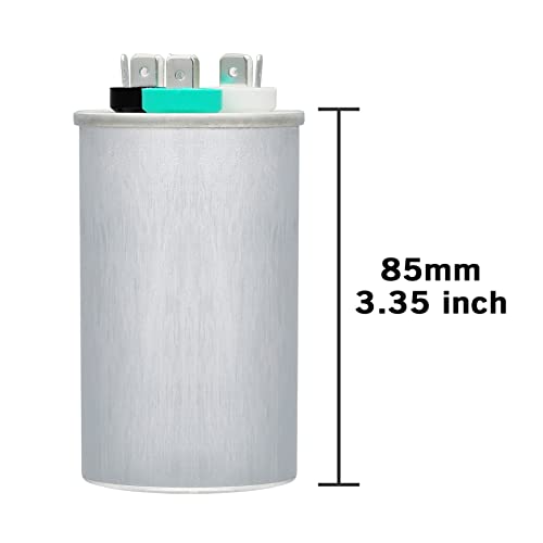 40/3 uF 40+3 MFD 370VAC or 440VAC Dual Run Start Round A/C Capacitor CBB65 CBB65B Air Conditioner Capacitors for AC Unit Fan Motor Start or Heat Pump or Condenser Straight Cool