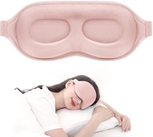 MZOO Luxury Sleep Mask for Back, Side Sleeper, Complete Light Blocking Sleeping Eye Mask Night Blindfold, 3D Zero Pressure & Spacious for Lash Extensions, Breathable Soft Eye Cover Flight Nap Travel