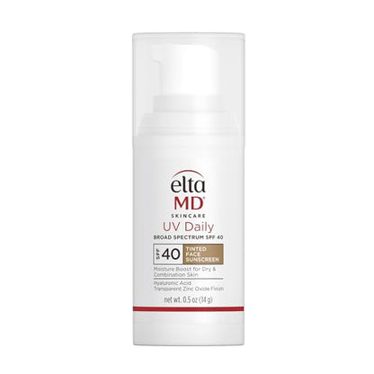 EltaMD UV Daily SPF 40 Tinted Face Sunscreen Moisturizer, Tinted Moisturizer for Face with SPF, Great for Dry, Combination, and Normal Skin