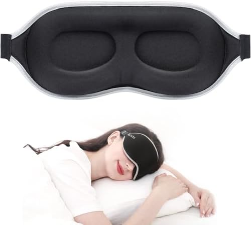 MZOO Luxury Sleep Mask for Back, Side Sleeper, Complete Light Blocking Sleeping Eye Mask Night Blindfold, 3D Zero Pressure & Spacious for Lash Extensions, Breathable Soft Eye Cover Flight Nap Travel