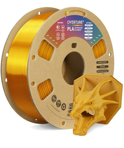 OVERTURE PLA Filament 1.75mm PLA 3D Printer Filament, 1kg Cardboard Spool (2.2lbs), Dimensional Accuracy +/- 0.02mm, Fit Most FDM Printer (Royal Gold)