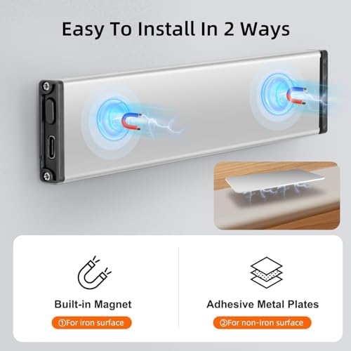 Under Cabinet Lighting, Equipped with Motion Sensor, Rechargeable Battery Operated，3-Level Adjustable Brightness, 3 Pack Magnetic Under Counter Lights for Kitchen, Warm Light 11.8"