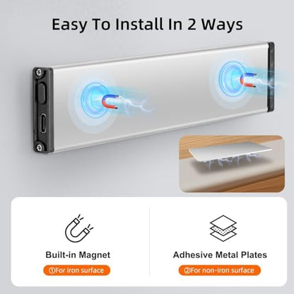 Under Cabinet Lighting, Equipped with Motion Sensor, Rechargeable Battery Operated，3-Level Adjustable Brightness, 3 Pack Magnetic Under Counter Lights for Kitchen, Warm Light 11.8"