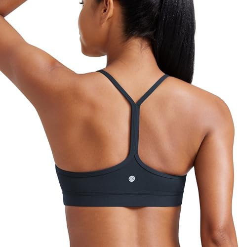 CRZ YOGA Butterluxe Womens Y Back Sports Bra - Padded Racerback Low Impact Spaghetti Thin Strap Workout Yoga Top