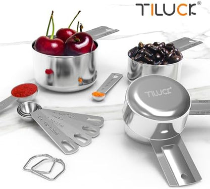 TILUCK Stainless Steel Measuring Cups & Spoons Set, Cups and Spoons,Kitchen Gadgets for Cooking & Baking (10)