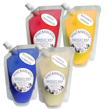 304CandleCo Large Squeeze Soy Wax Melt - 50 SCENTS! - Highly Fragrant & Hand-Crafted - Easy Mix & Match - American Made - Perfect for Wax Warmers (4 Pack - 8oz, Best Sellers)