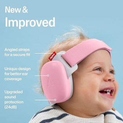 Alpine Muffy Baby Comfort - Protects Hearing for Babies and Toddlers - CE & ANSI Certified - Unique Headband for Safe fit & Comfort - Multi-adjustable for Ages 3-48 Months - 24dB Sound Reduction, Pink
