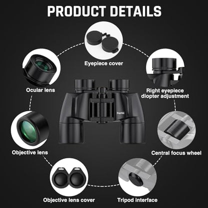 8x40 Binoculars for Adults - HD High Powered Binoculars for Bird Watching, IPX7 Waterproof Fogproof,Fully Multi-Coated BAK4 Prism Optics for Hunting,Travel