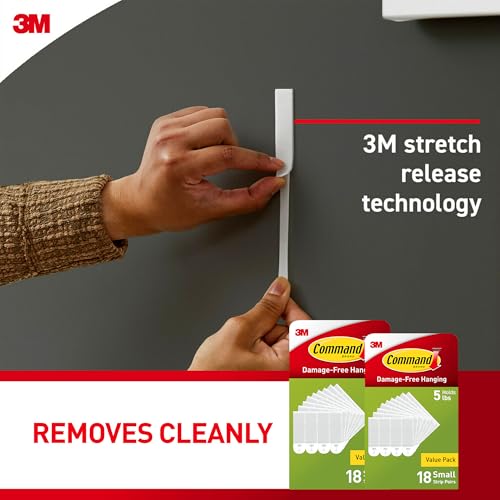 Command 4 lb Small Picture Hanging Strips 36 Pairs (72 Strips), Damage-Free Hanging Picture Hangers, No Tools Wall Hanging Strips for Home Decor, White Adhesive Strips