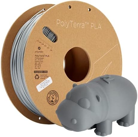 Polymaker Matte PLA Filament Fossil Grey 1.75mm 1kg 3D Printing Filament, PolyTerra 3D Printer PLA Filament