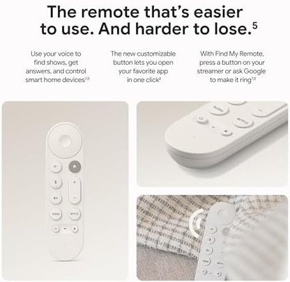 Google TV Streamer 4K - Fast Streaming Entertainment on Your TV with Voice Search Remote - Watch Movies, Shows, Live TV, and Netflix in 4K HDR - Smart Home Control - 32 GB of Storage - Porcelain
