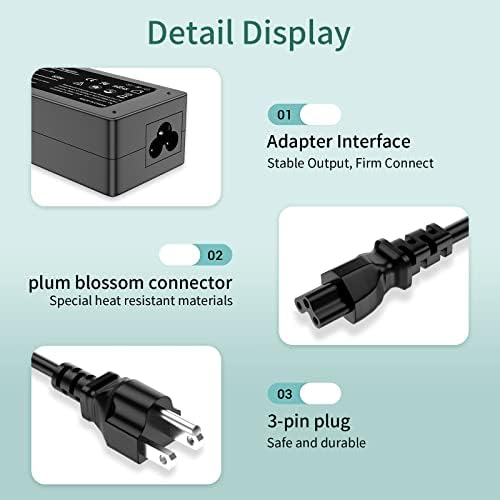 65W Replacement for HP Laptop Charger Probook, Envy, Pavilion, Stream, EliteBook, X360 Computer Charger Blue Tip Notebook PC Power Cord - 10ft