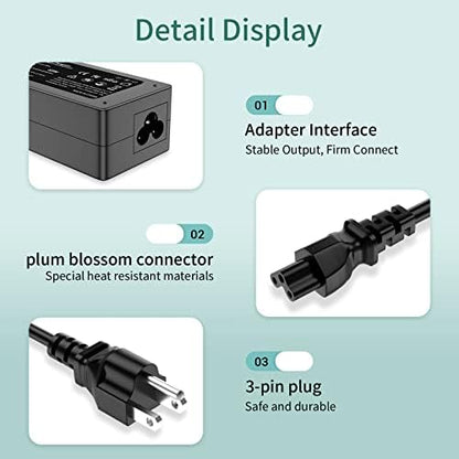 65W Replacement for HP Laptop Charger Probook, Envy, Pavilion, Stream, EliteBook, X360 Computer Charger Blue Tip Notebook PC Power Cord - 10ft