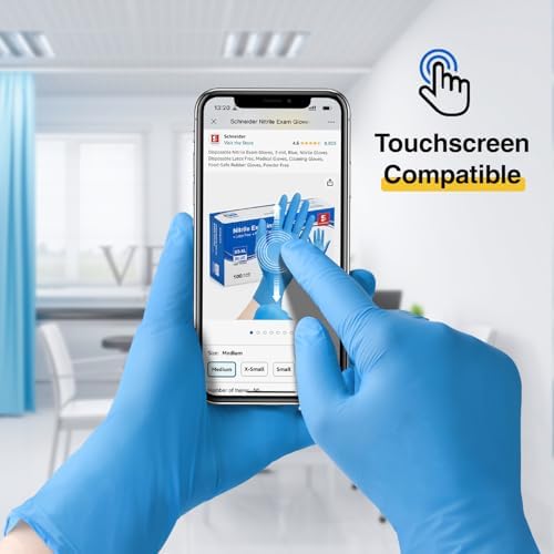 Schneider Nitrile Exam Gloves, Blue Disposable Gloves, Medical Grade, Food Grade, Latex Free, Powder Free