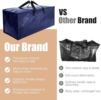 Heavy Duty Moving Bags with Backpack Straps and Strong Handles, Alternative to Moving Boxes and Storage Totes for Dorm Room Essentials, 6 Pack, Blue