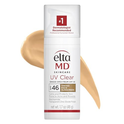 EltaMD UV Clear Tinted Face Sunscreen, SPF 46 Oil- Free with Zinc Oxide, Dermatologist Recommended