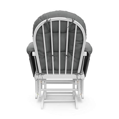 Storkcraft Premium Hoop Glider & Ottoman (White/Gray) — GREENGUARD Gold Certified Nursery Glider, Solid Wood Craftsmanship, Smooth-Gliding Nursery Chair and Ottoman, Award-Winning