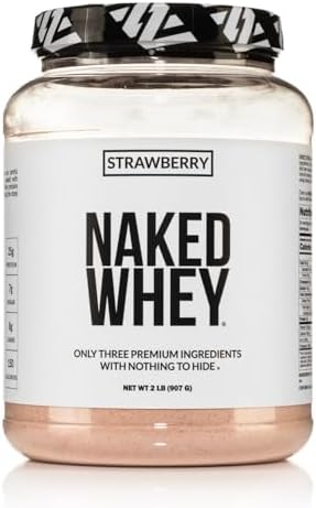 NAKED Strawberry Whey Protein Powder, Only 3 Ingredients, 25g Grass Fed Whey Protein Powder, Aid Muscle Growth & Recovery - 24 Servings